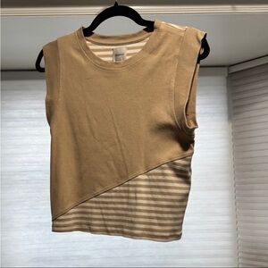 Maeve Tan and Cream Asymmetrical Tank Top